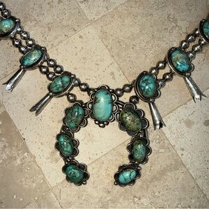 Vintage Turquoise & Sterling Silver Navajo Squash Blossom